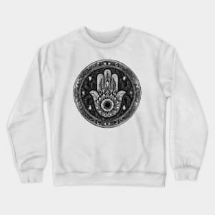 Black And White Hamsa Design Crewneck Sweatshirt